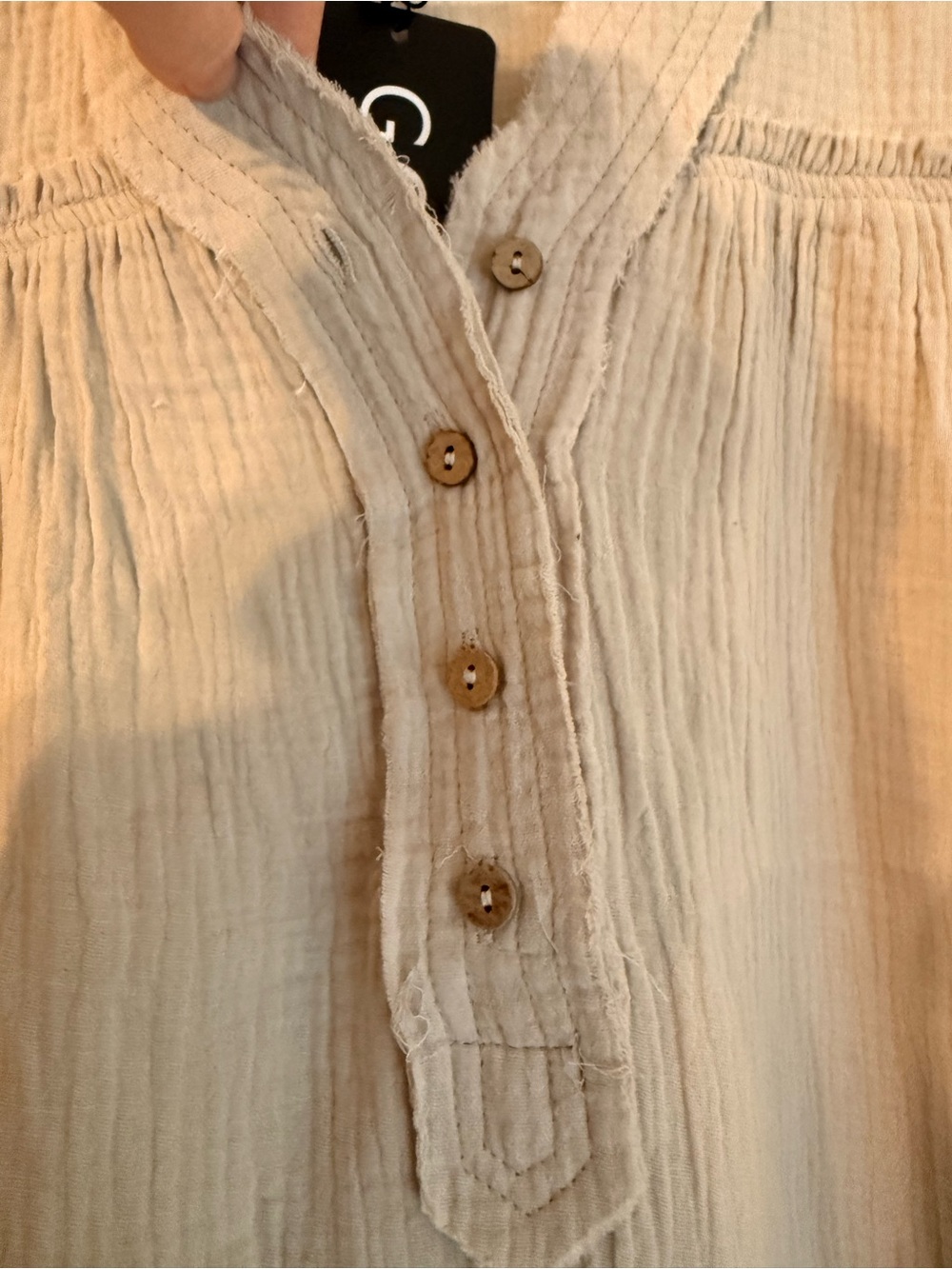 Women's Cream Short-Sleeve Tiered Mini Dress 100% cotton - Picture 2 of 5
